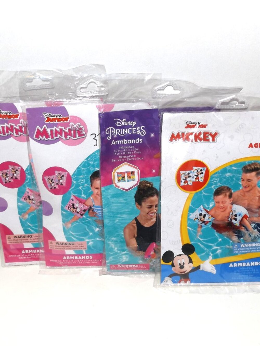 4 Pkg Disney Theme Bestway Swim Armbands New Sealed (Mickey, Minnie & Princess)